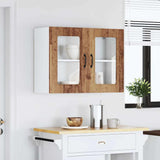 Armoire murale de cuisine avec porte en verre Kalmar vieux bois