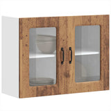 Armoire murale de cuisine avec porte en verre Kalmar vieux bois