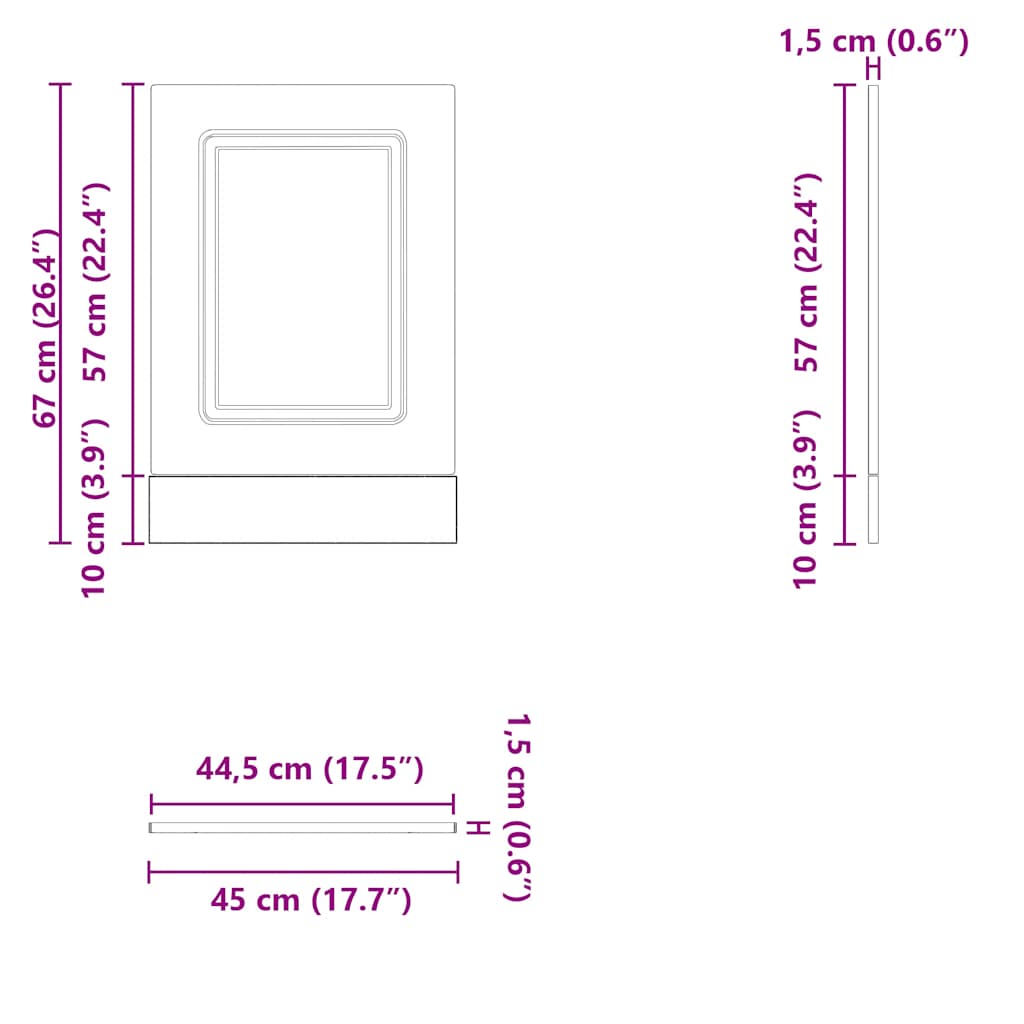 Panneau de lave-vaisselle Kalmar blanc 45x1,5x67 cm