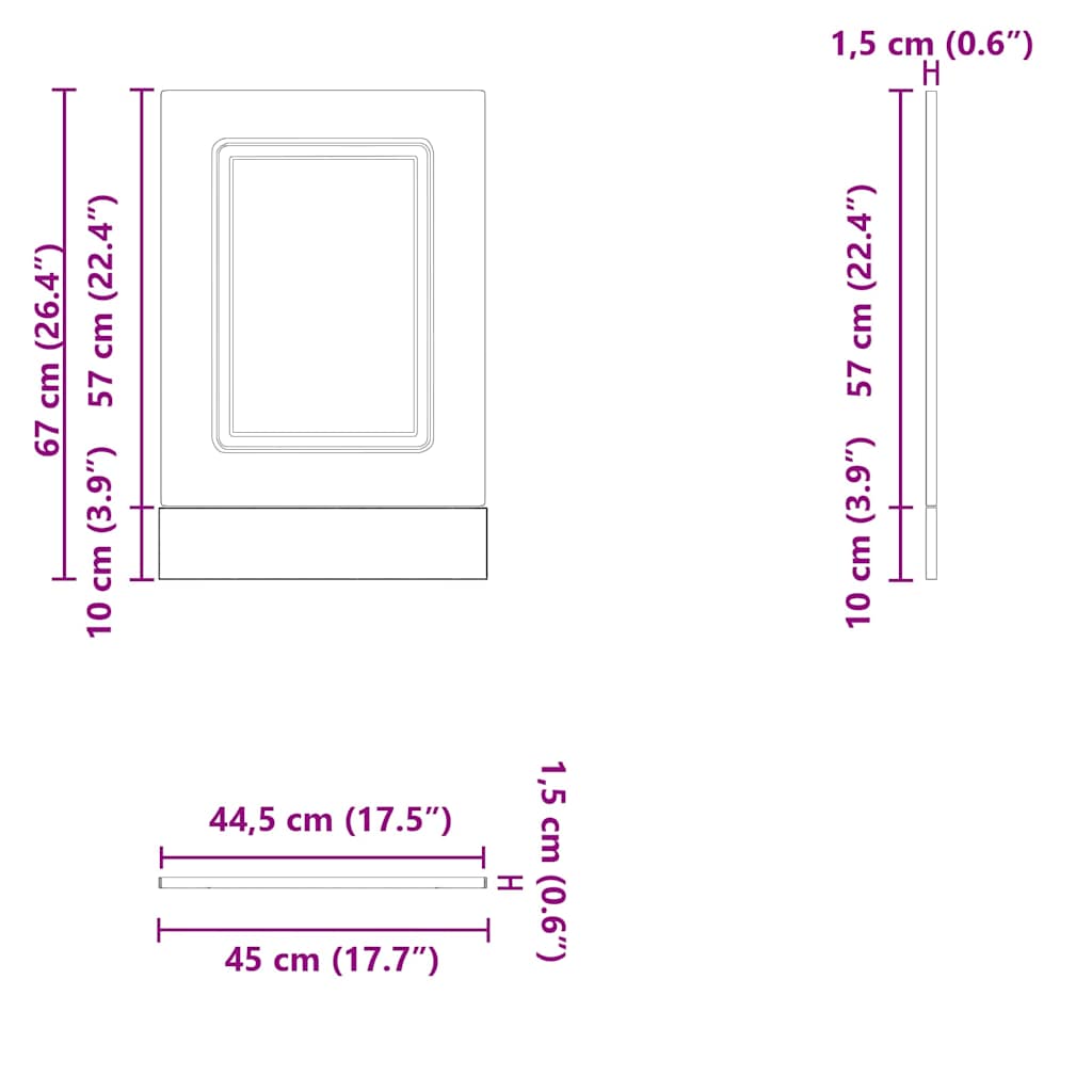 Panneau de lave-vaisselle Kalmar sonoma gris 45x1,5x67 cm