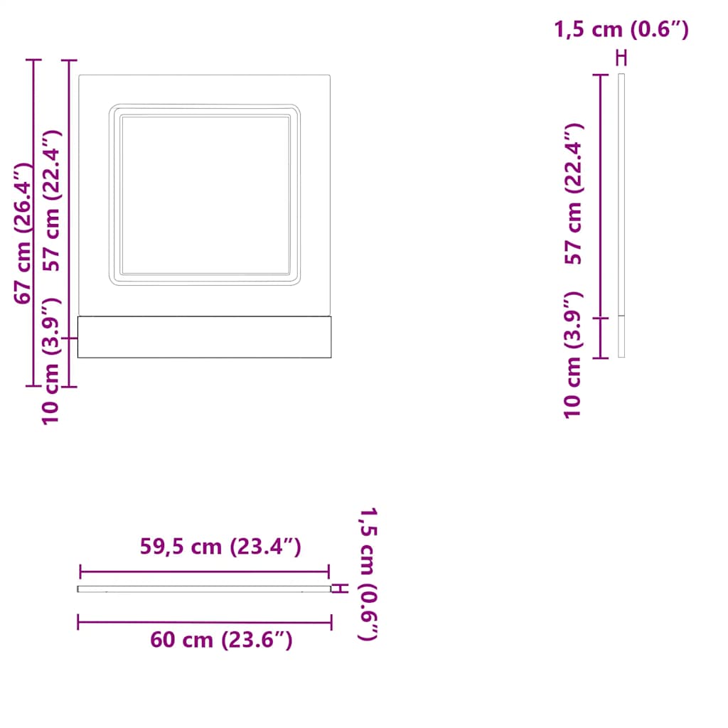 Kalmar dishwasher panel glossy white 60x1.5x67 cm