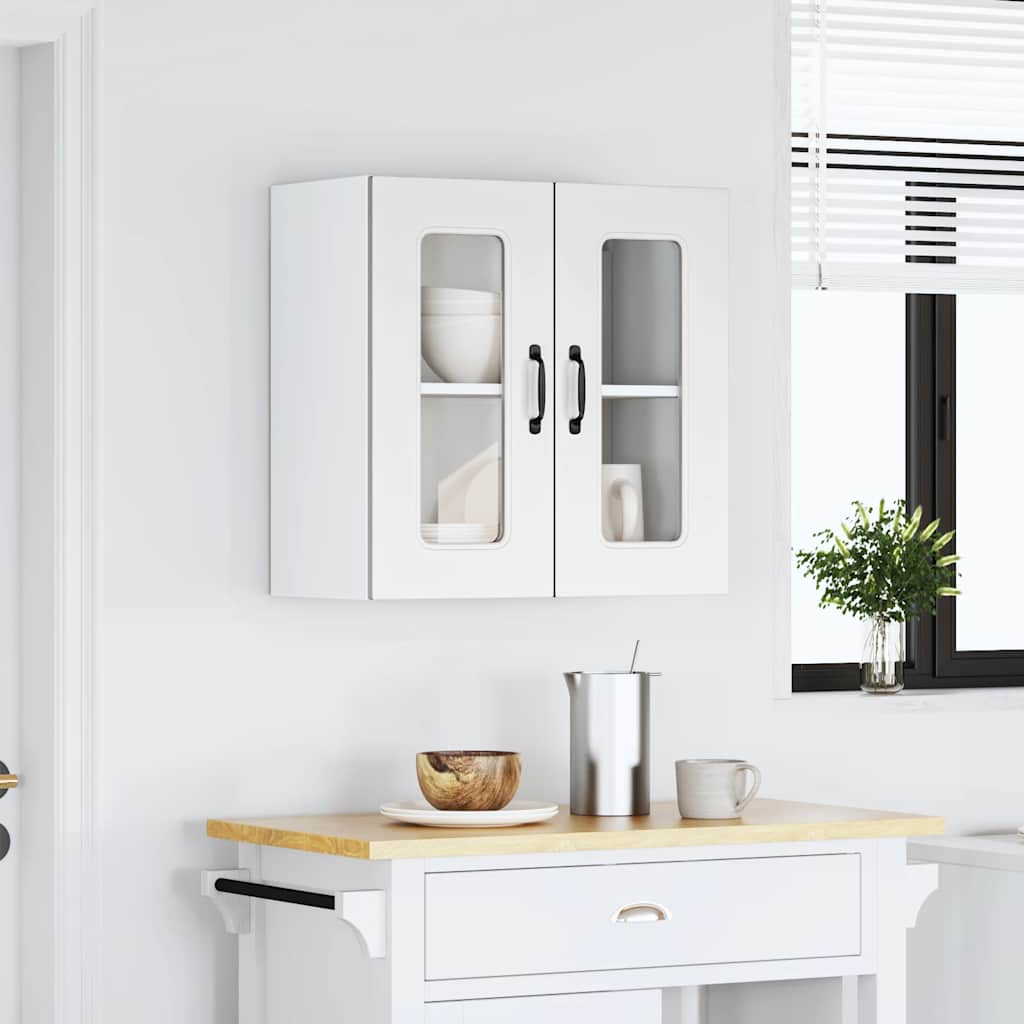 Armoire murale de cuisine avec porte en verre Kalmar blanc