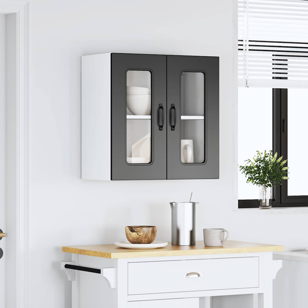 Armoire murale de cuisine avec porte en verre Kalmar noir