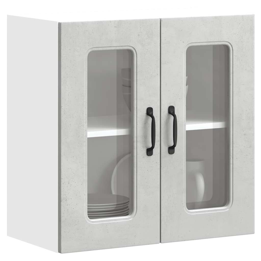 Armoire murale de cuisine avec porte en verre Kalmar gris béton