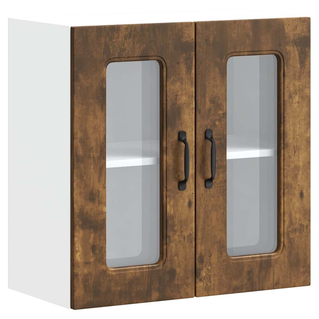 Armoire murale de cuisine avec porte en verre Kalmar chêne fumé