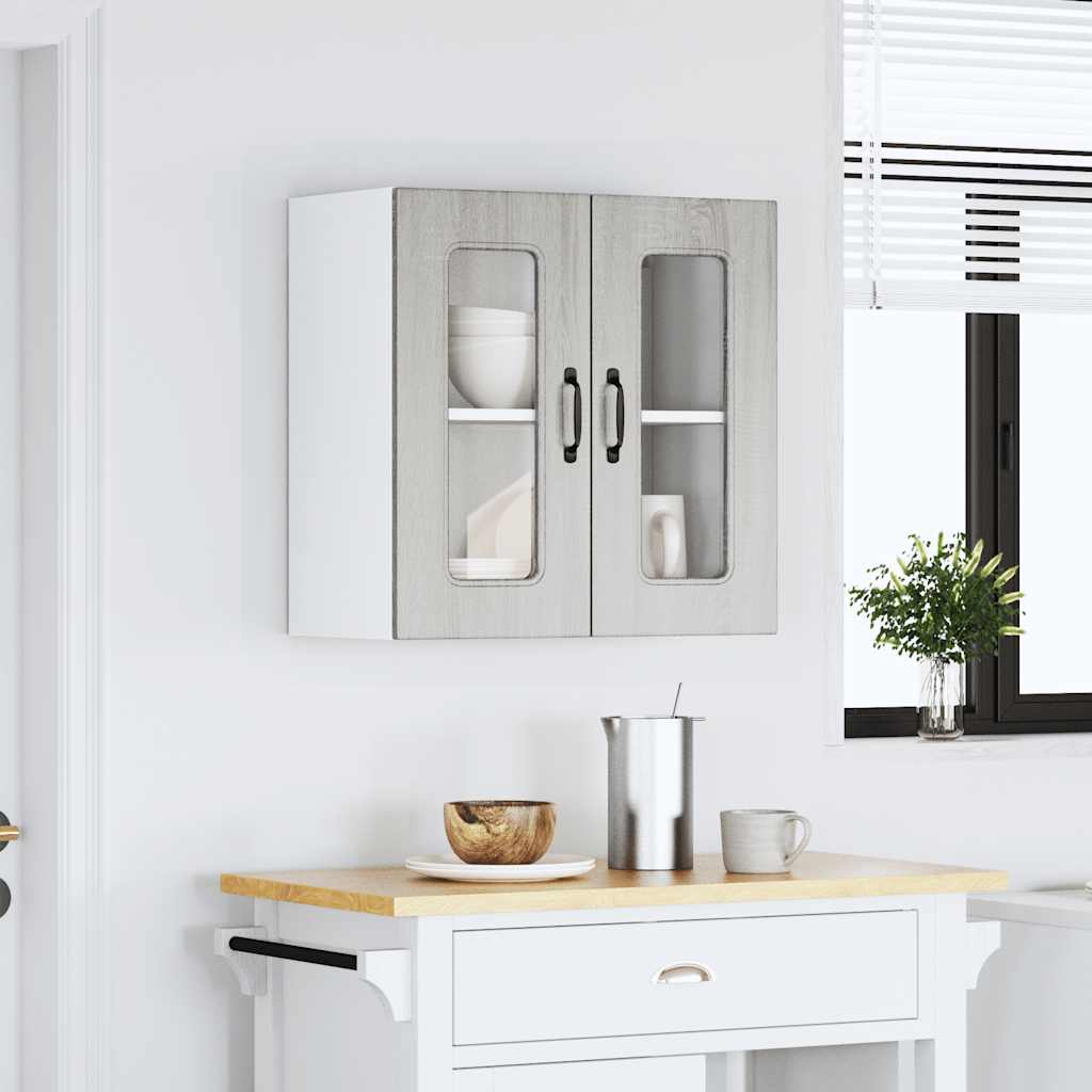 Armoire murale de cuisine et porte en verre Kalmar sonoma gris