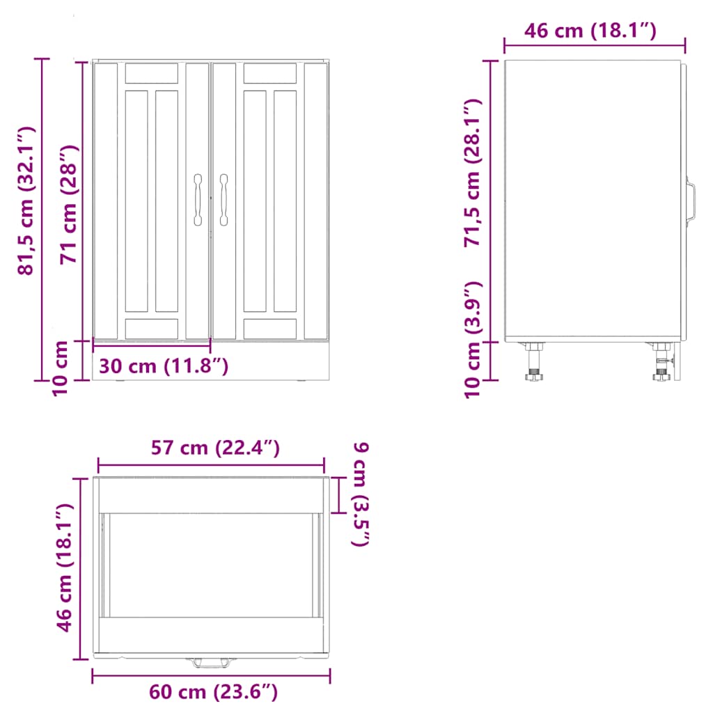 Meuble de base de lavabo Lucca chêne marron bois d'ingénierie