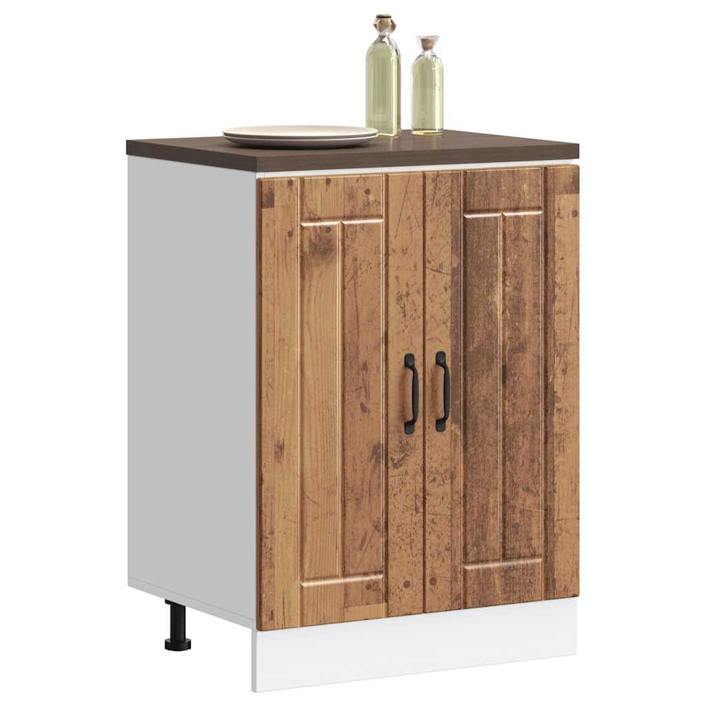 Meuble de base de lavabo Lucca vieux bois bois d'ingénierie