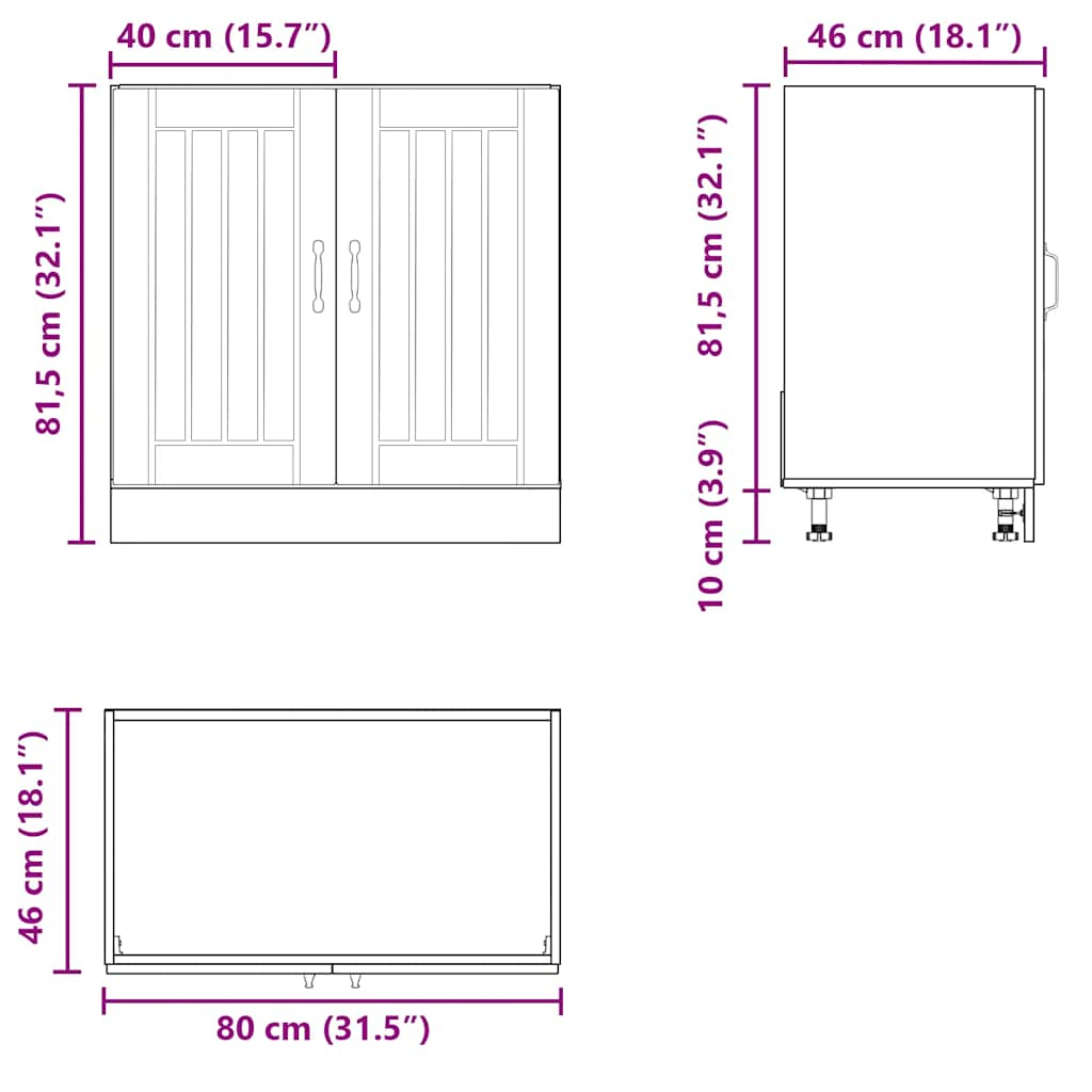 Waschbeckenunterschrank Lucca aus grauem Beton, Holzwerkstoff