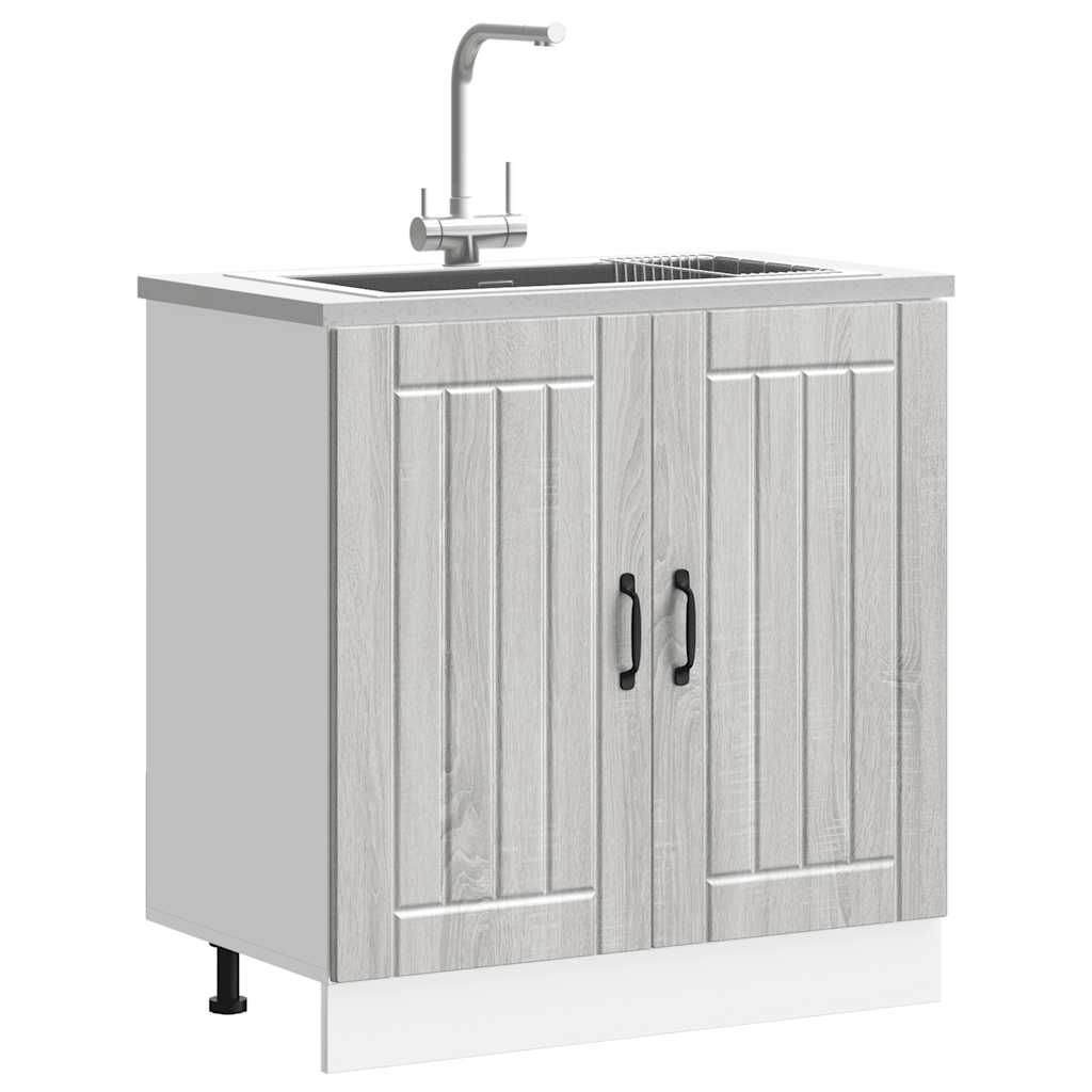 Meuble de base de lavabo Lucca sonoma gris bois d'ingénierie