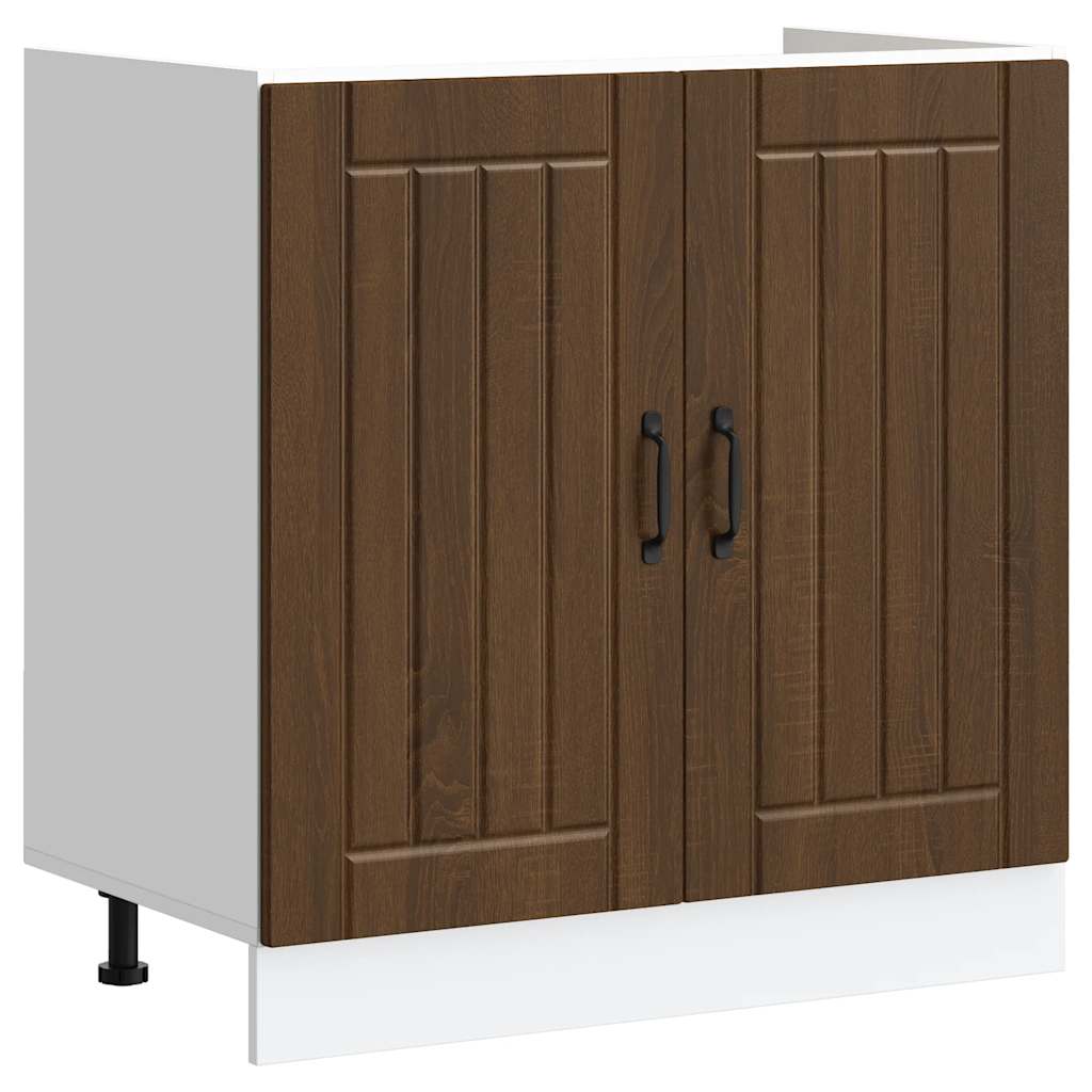 Meuble de base de lavabo Lucca chêne marron bois d'ingénierie