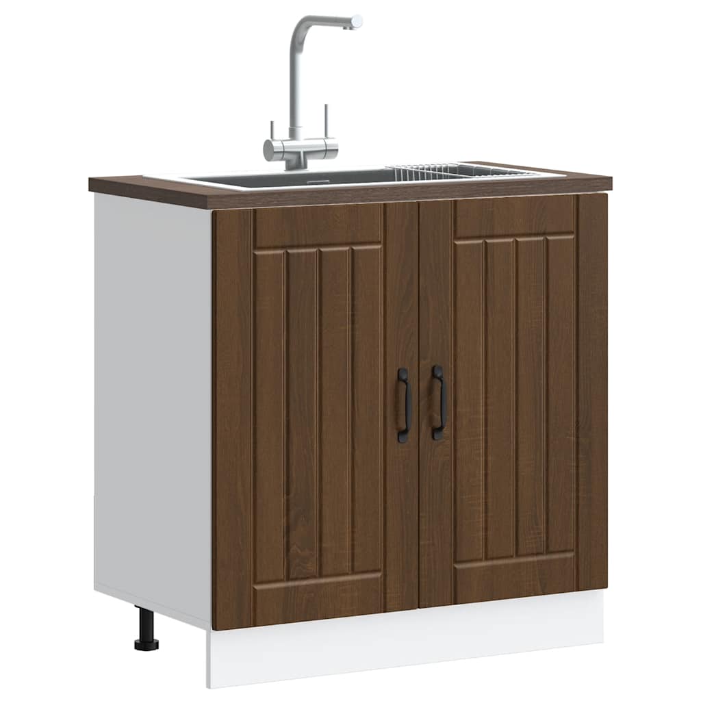 Meuble de base de lavabo Lucca chêne marron bois d'ingénierie