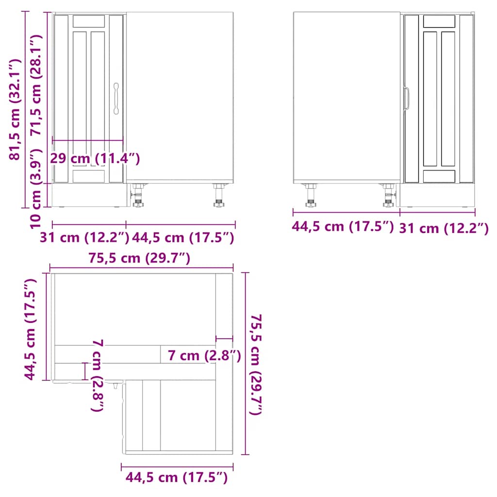 Armoire d'angle de cuisine Lucca blanc brillant bois ingénierie