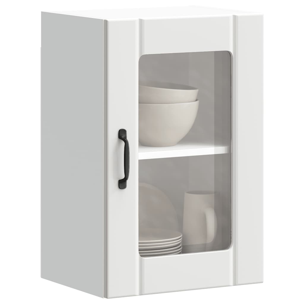 Armoire murale de cuisine avec porte en verre Lucca blanc