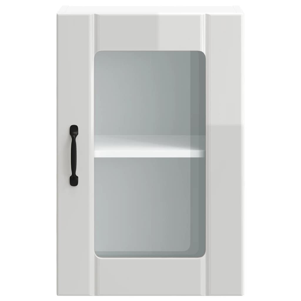 Armoire murale cuisine avec porte en verre Lucca blanc brillant