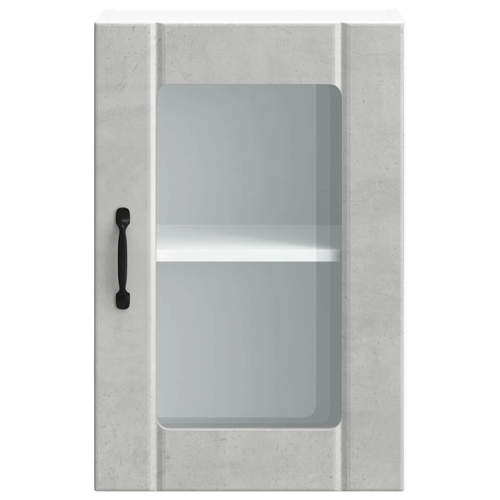 Armoire murale de cuisine avec porte en verre Lucca gris béton