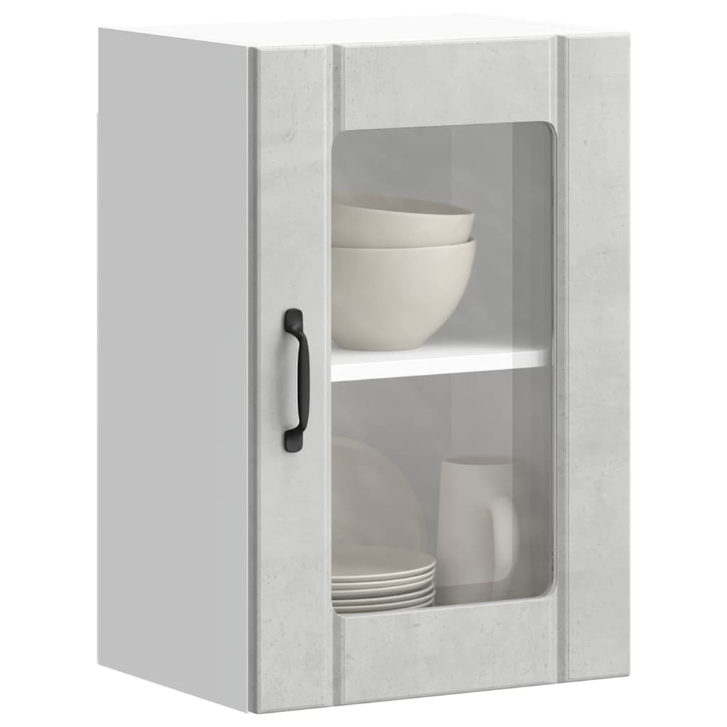 Armoire murale de cuisine avec porte en verre Lucca gris béton