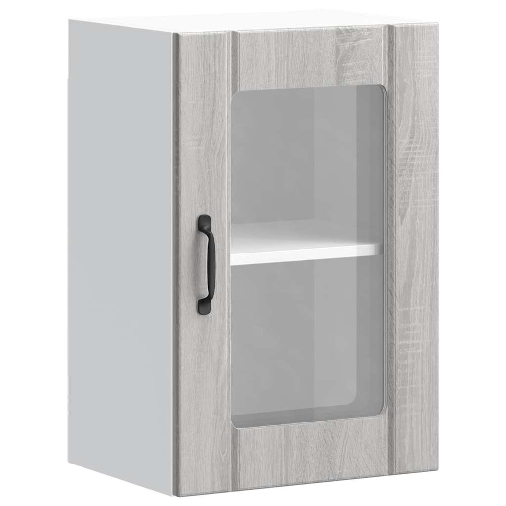 Armoire murale de cuisine avec porte en verre Lucca sonoma gris