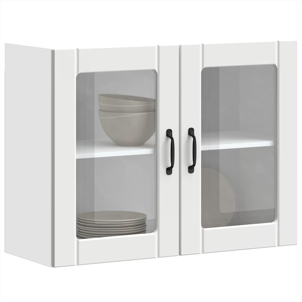 Armoire murale de cuisine avec porte en verre Lucca blanc