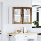 Armoire murale de cuisine avec porte en verre Lucca chêne fumé