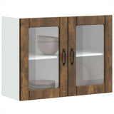 Armoire murale de cuisine avec porte en verre Lucca chêne fumé