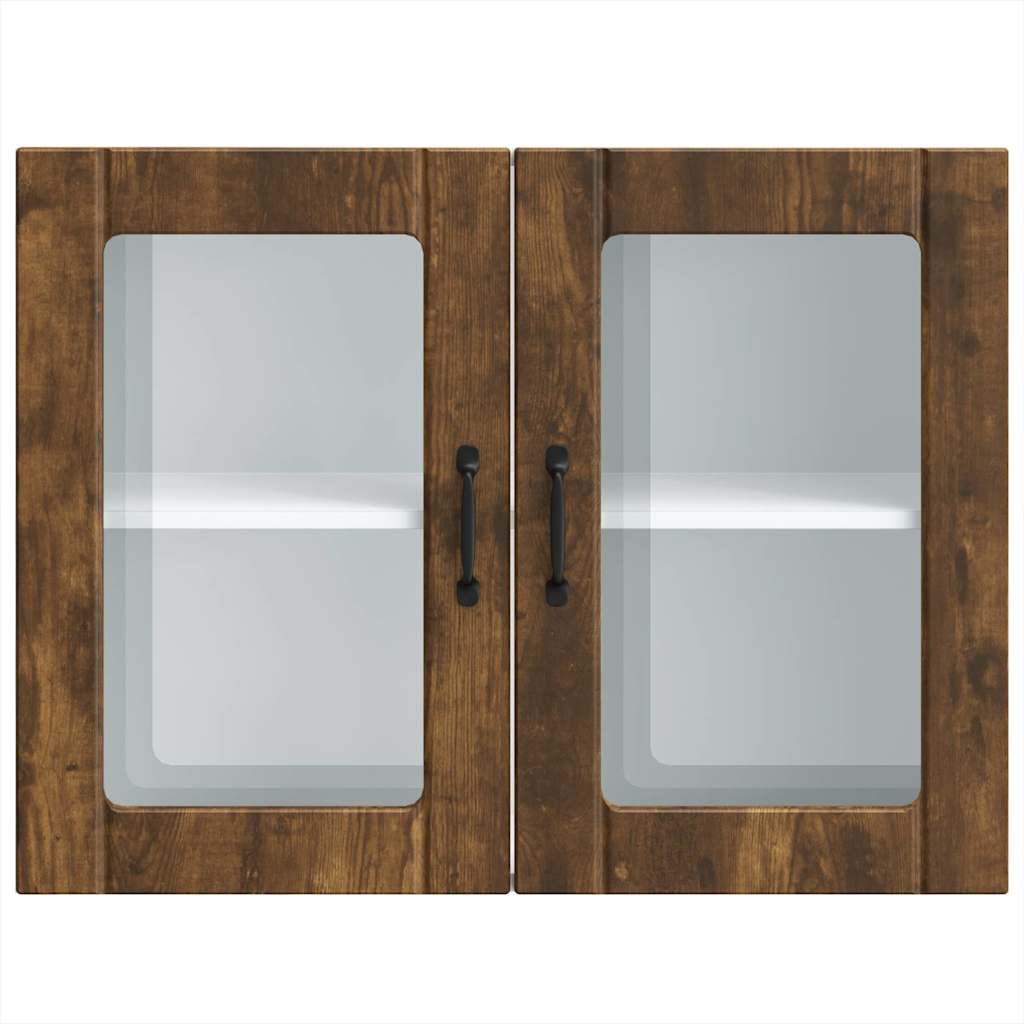 Armoire murale de cuisine avec porte en verre Lucca chêne fumé