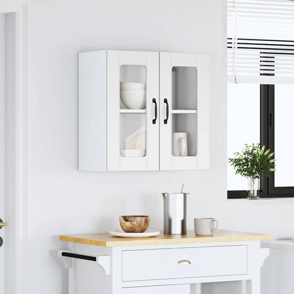 Armoire murale de cuisine avec porte en verre Lucca blanc