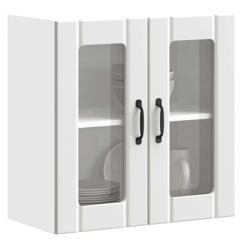 Armoire murale de cuisine avec porte en verre Lucca blanc