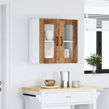 Armoire murale de cuisine avec porte en verre Lucca vieux bois