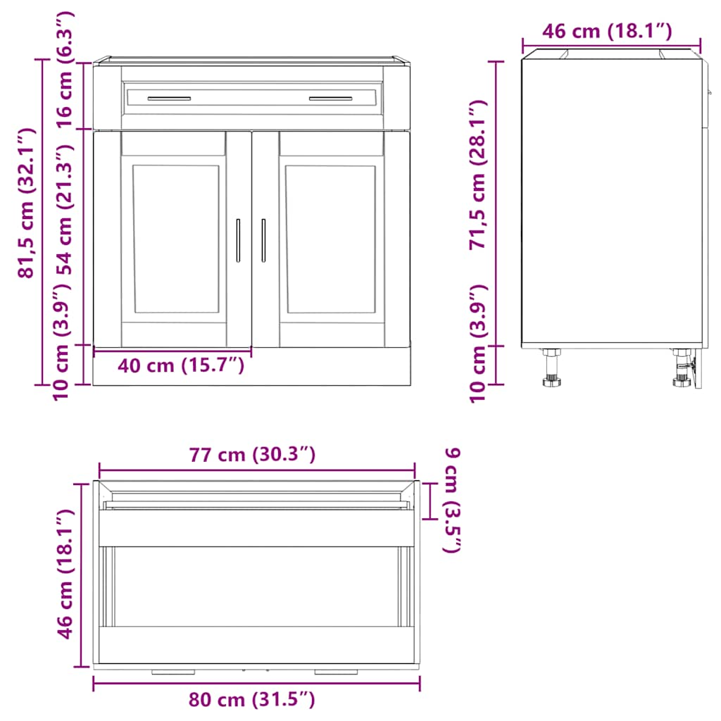 Armoire de cuisine Porto blanc bois d'ingénierie