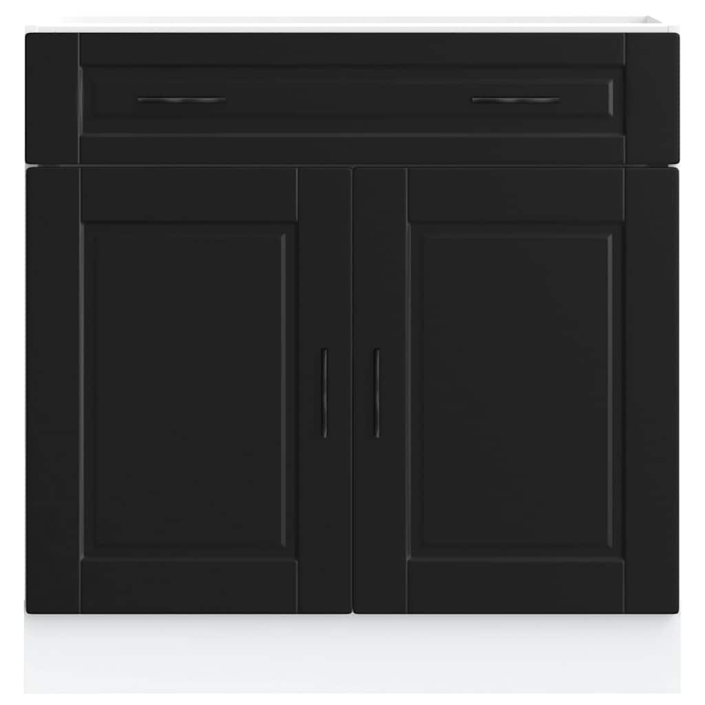 Armoire de cuisine Porto noir bois d'ingénierie