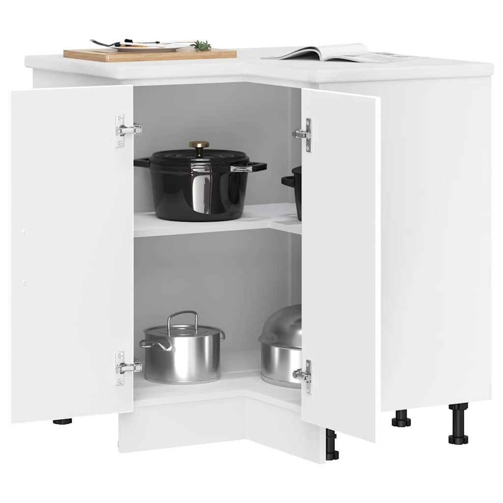 Armoire d'angle de cuisine Porto blanc bois d'ingénierie