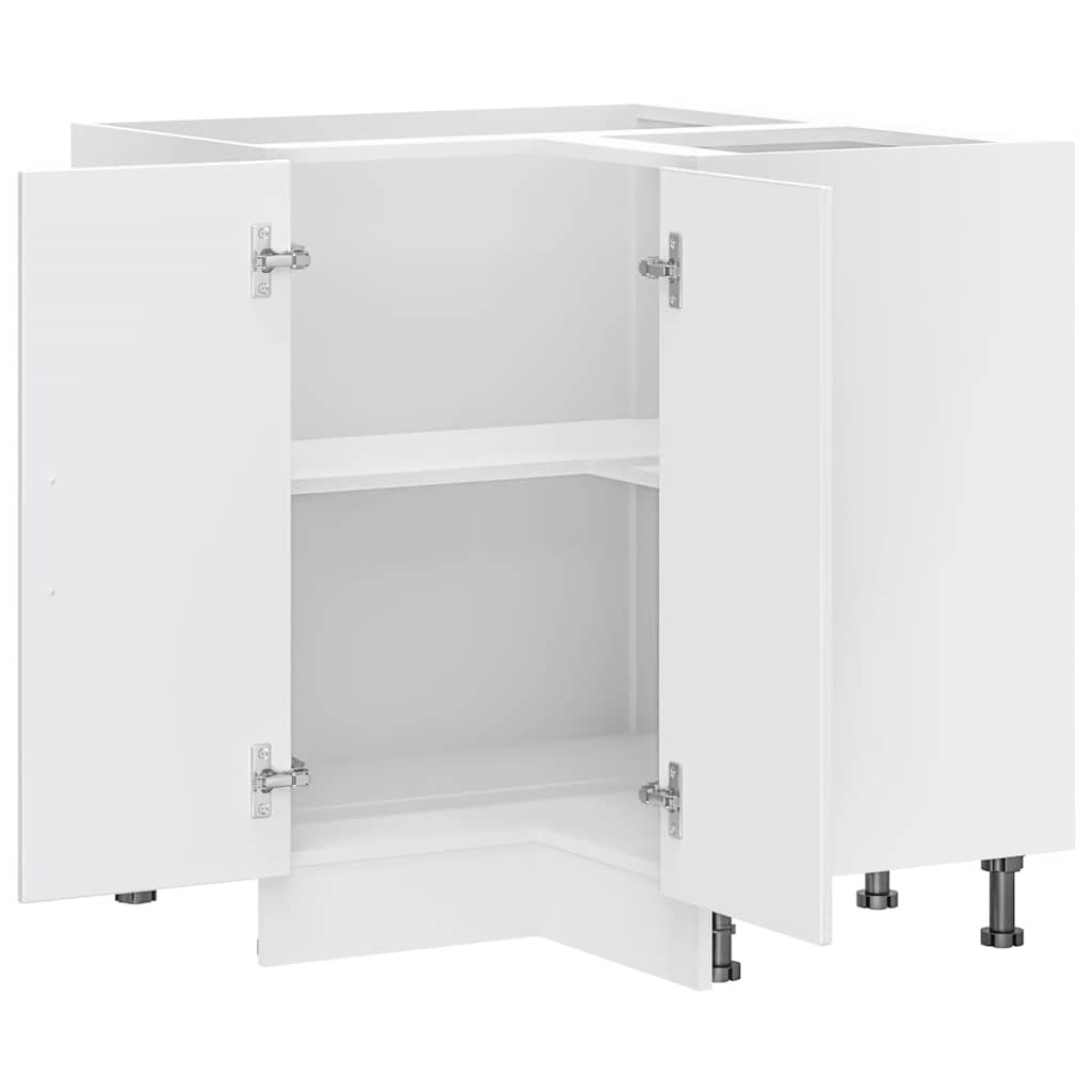 Armoire d'angle de cuisine Porto blanc brillant bois ingénierie