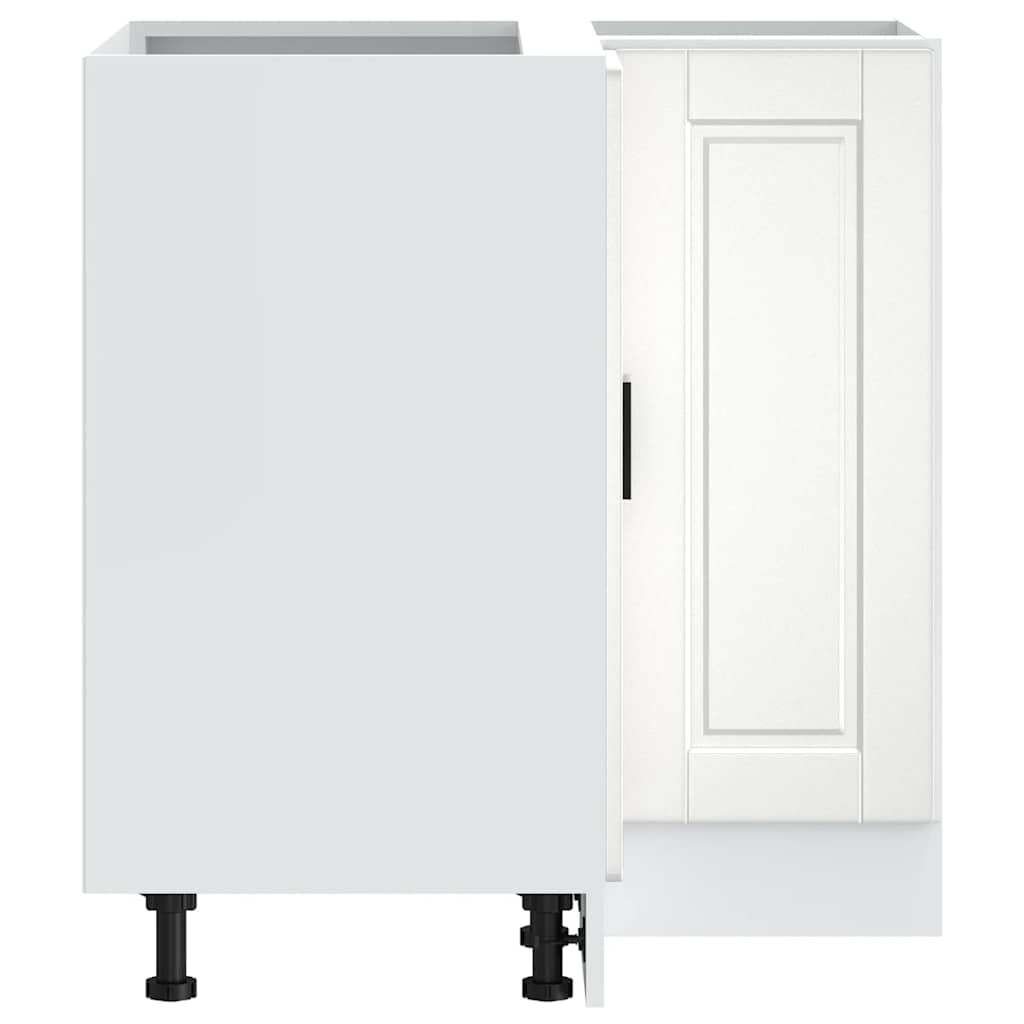 Armoire d'angle de cuisine Porto blanc brillant bois ingénierie