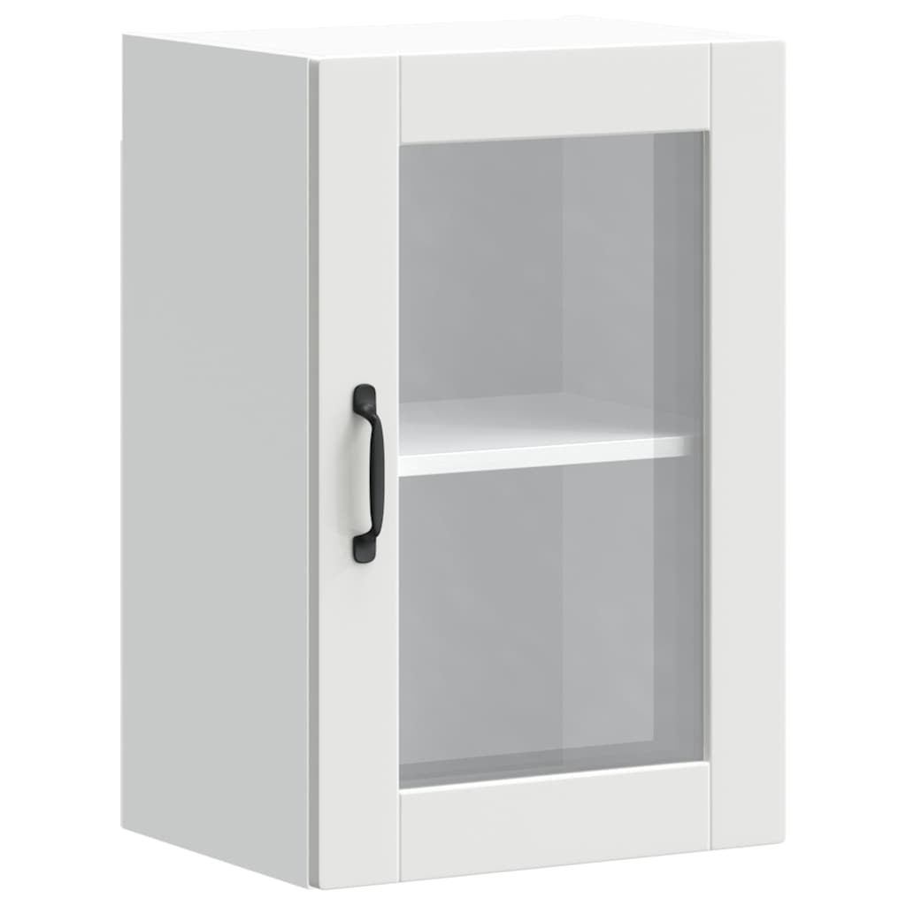 Kitchen wall cabinet with glass door Porto white