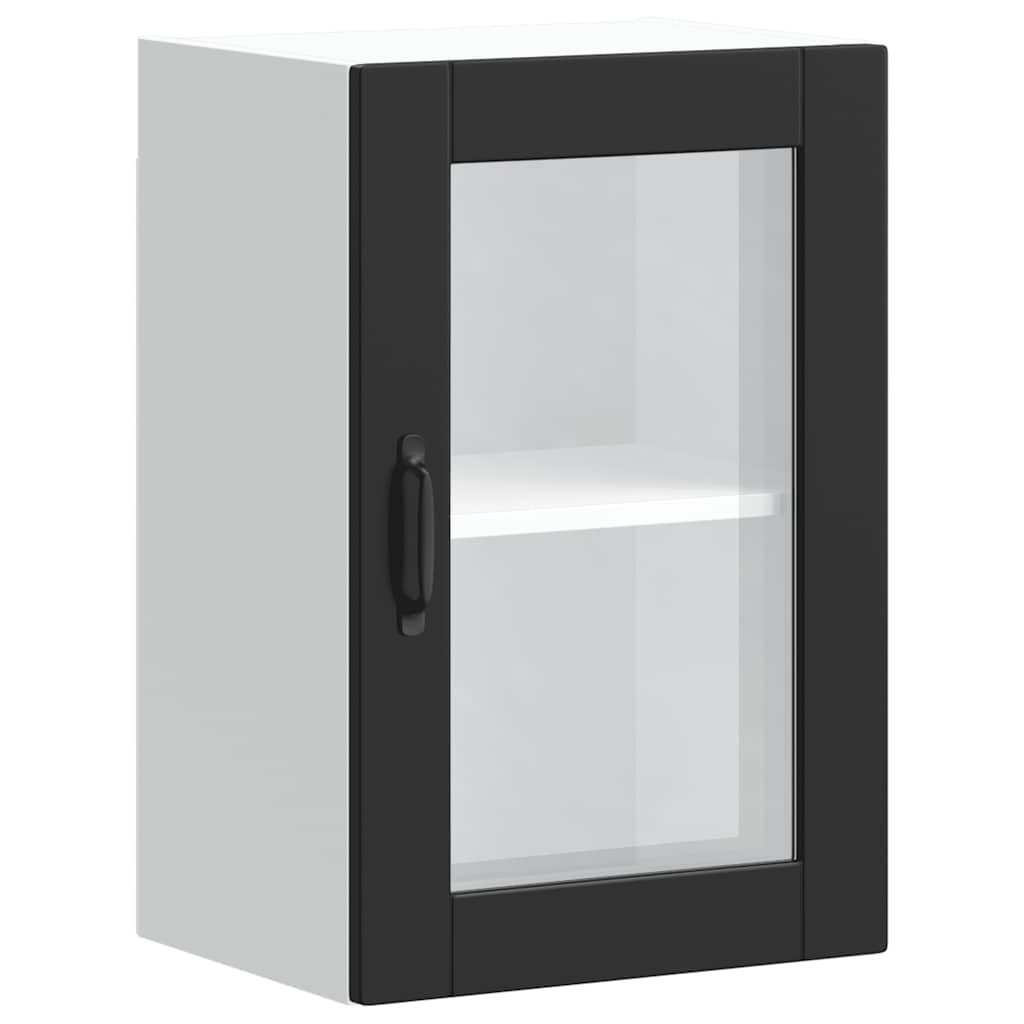 Armoire murale de cuisine avec porte en verre Porto noir