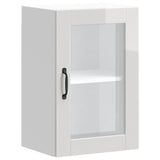 Armoire murale cuisine avec porte en verre Porto blanc brillant