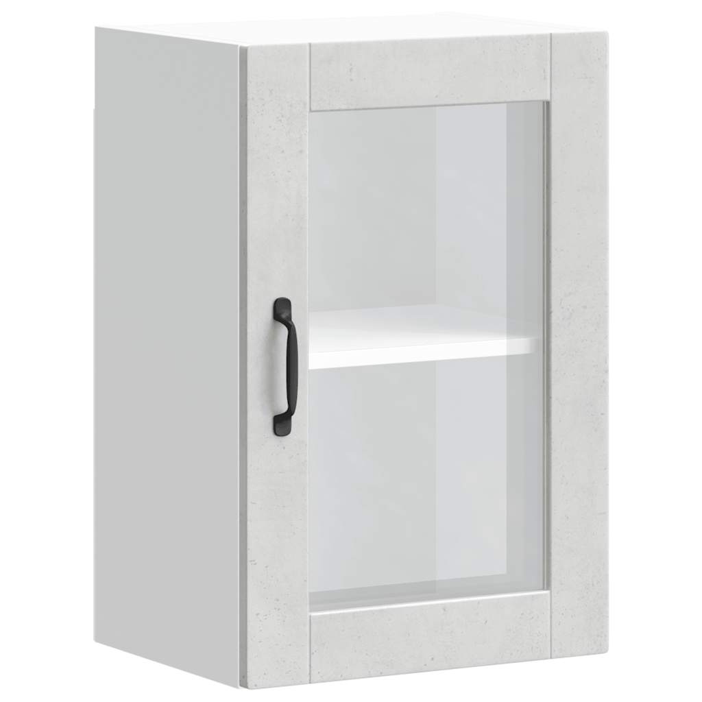 Armoire murale de cuisine avec porte en verre Porto gris béton