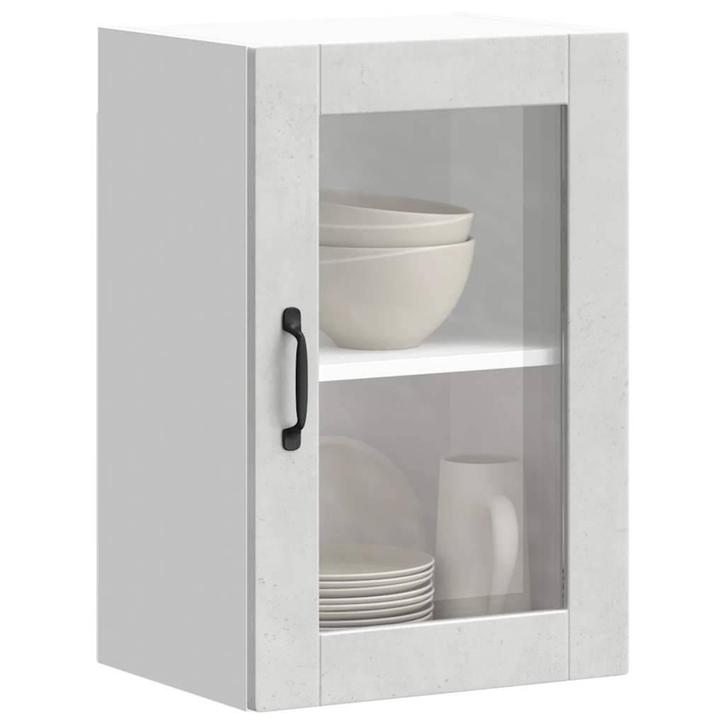 Armoire murale de cuisine avec porte en verre Porto gris béton