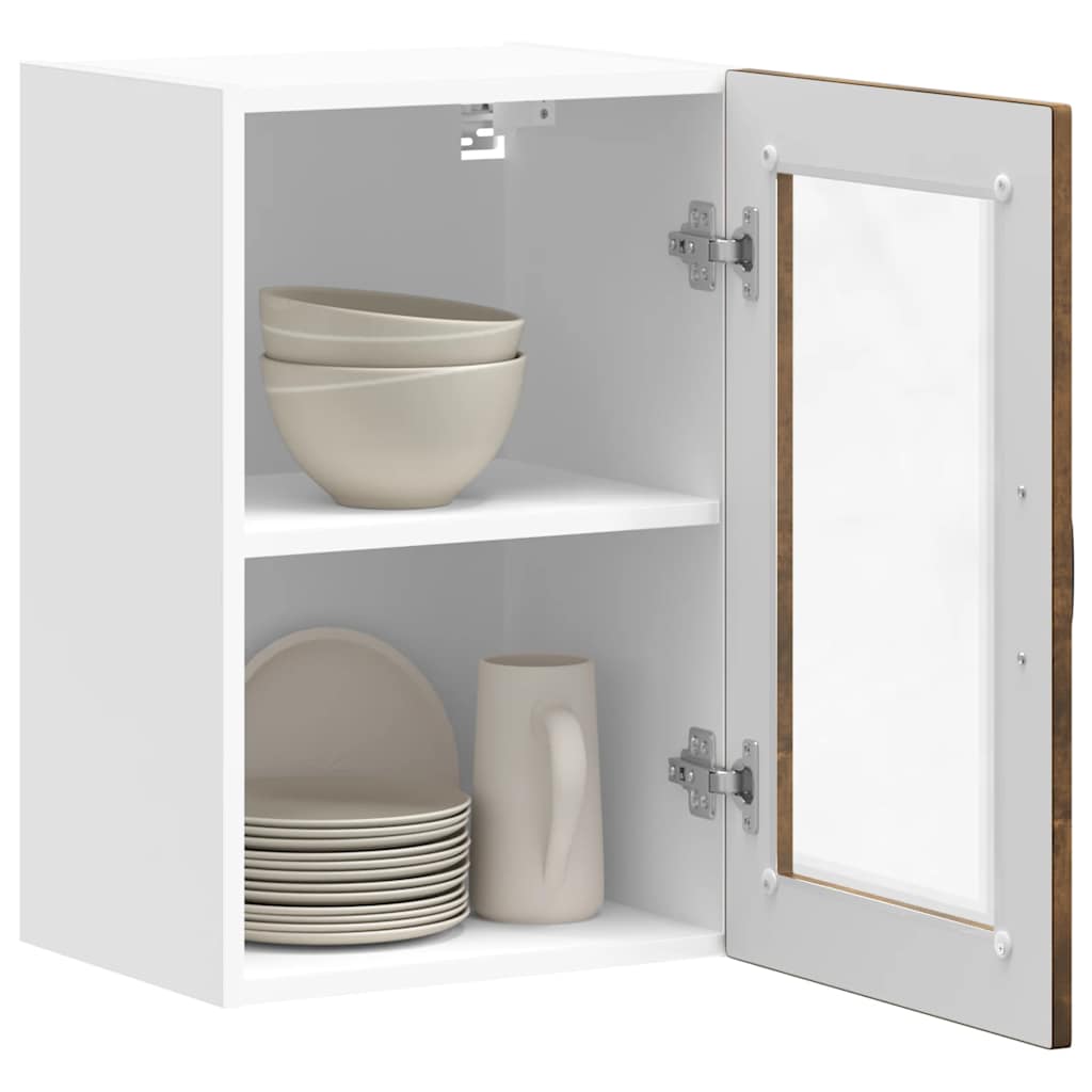 Armoire murale de cuisine avec porte en verre Porto chêne fumé