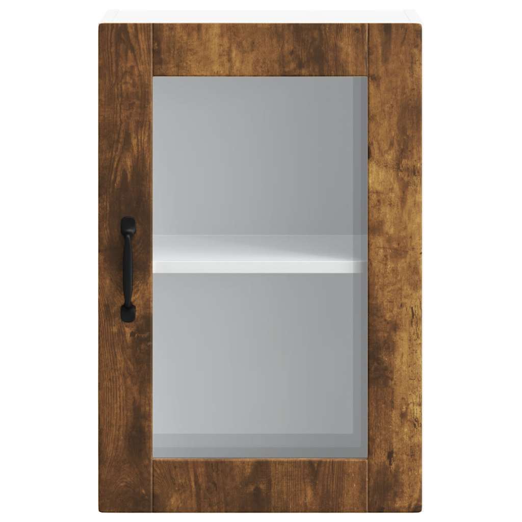 Armoire murale de cuisine avec porte en verre Porto chêne fumé