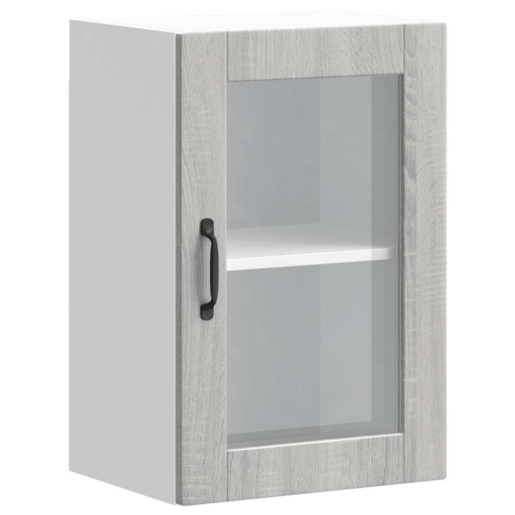 Armoire murale de cuisine avec porte en verre Porto sonoma gris