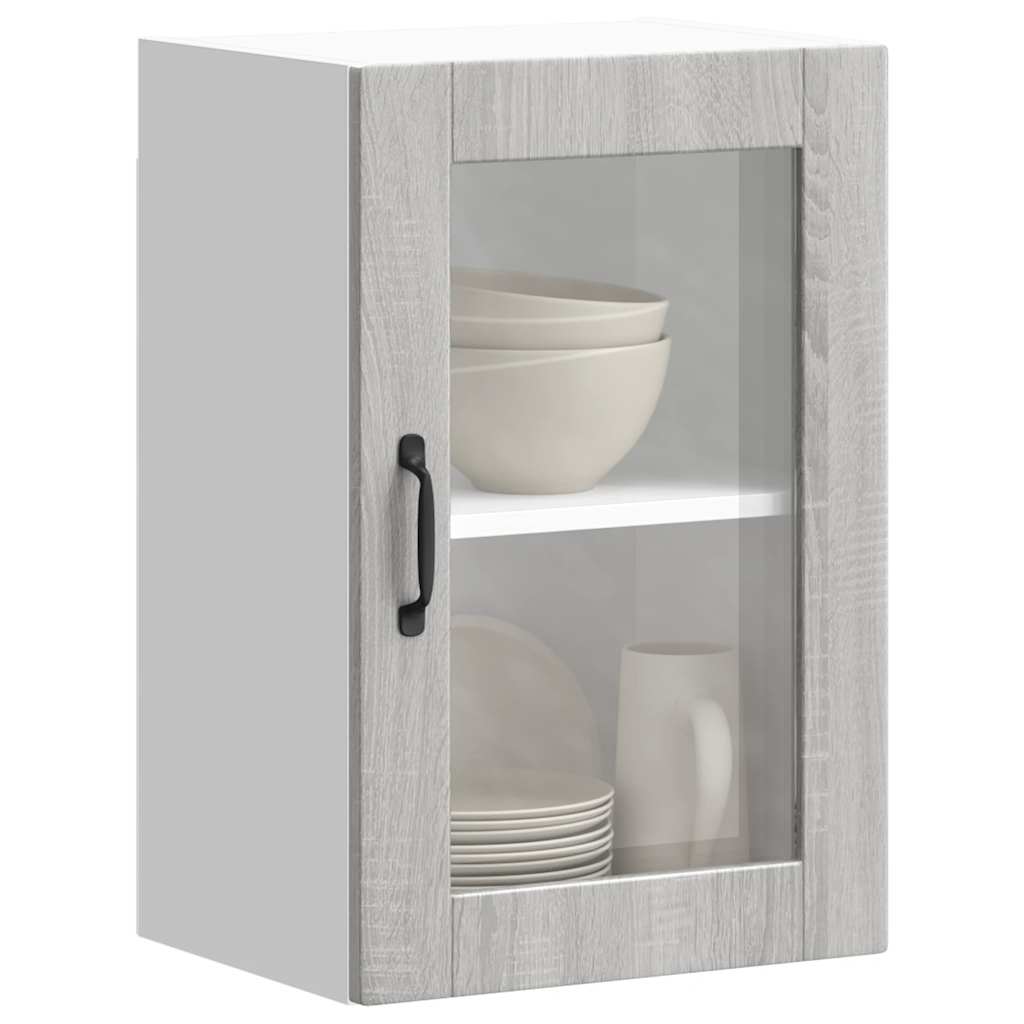 Armoire murale de cuisine avec porte en verre Porto sonoma gris