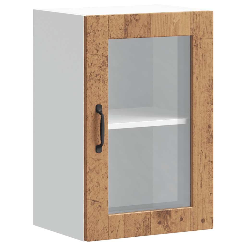 Armoire murale de cuisine avec porte en verre Porto vieux bois