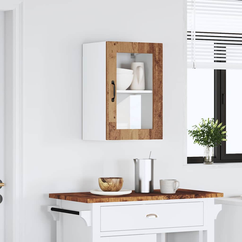 Armoire murale de cuisine avec porte en verre Porto vieux bois