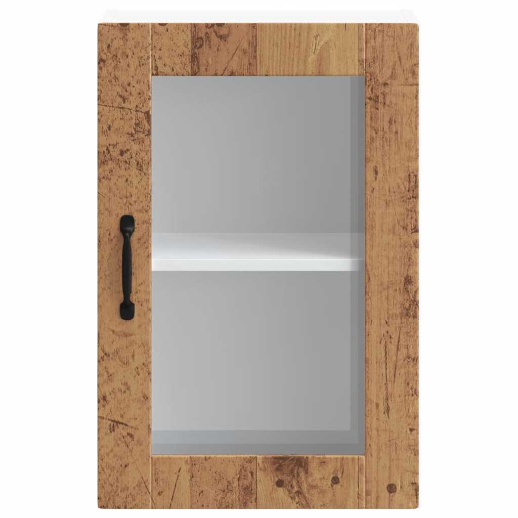 Armoire murale de cuisine avec porte en verre Porto vieux bois