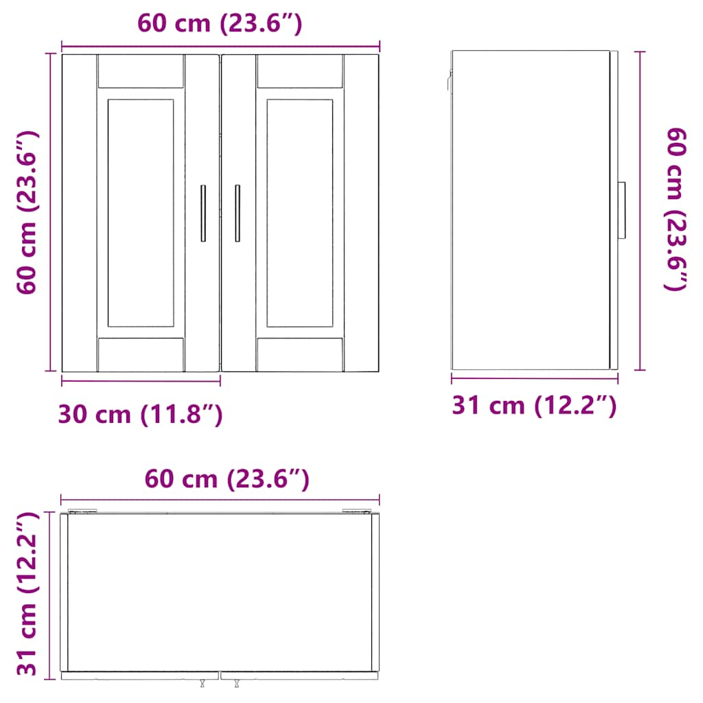 Armoire murale de cuisine Porto noir bois d'ingénierie