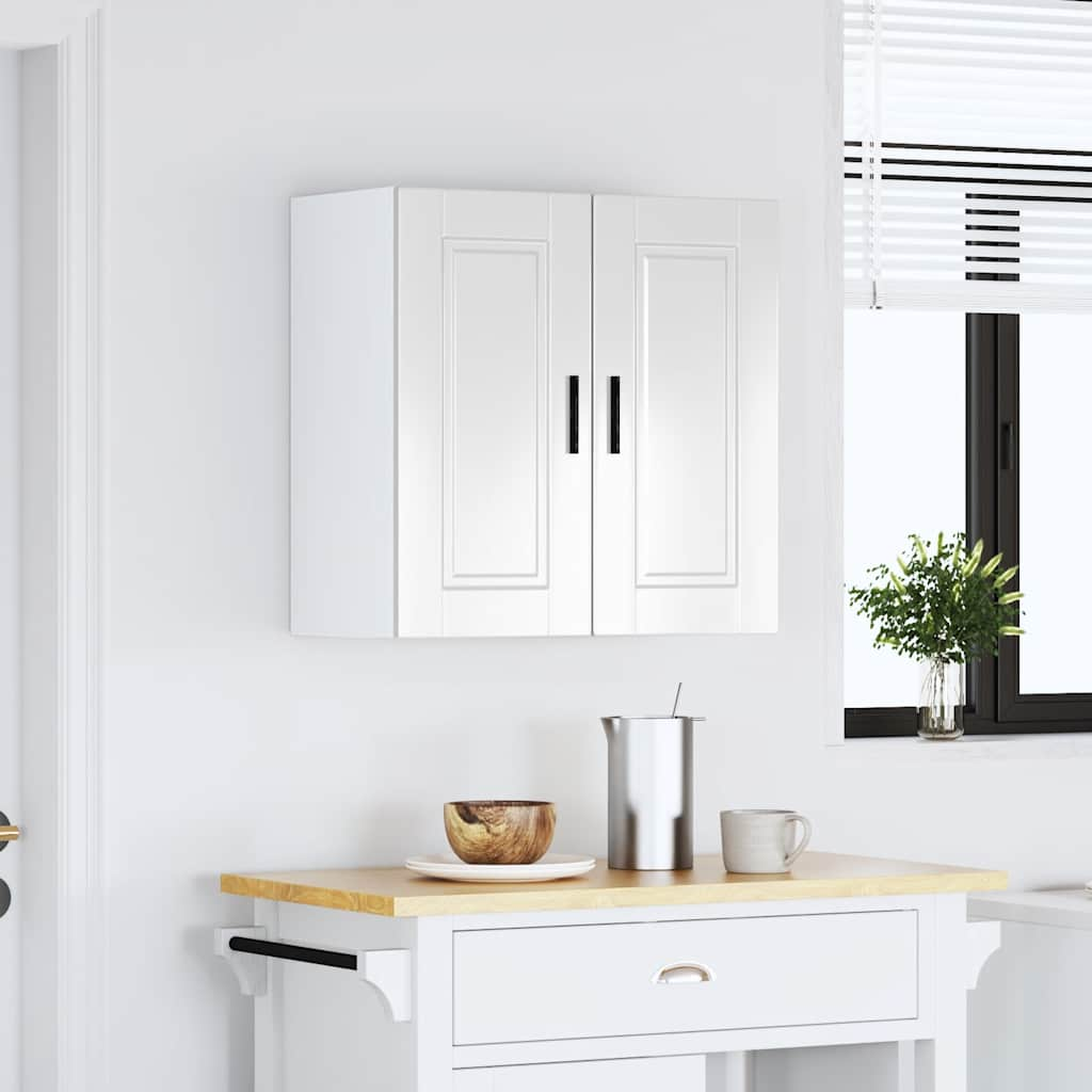 Armoire murale de cuisine Porto blanc brillant bois ingénierie