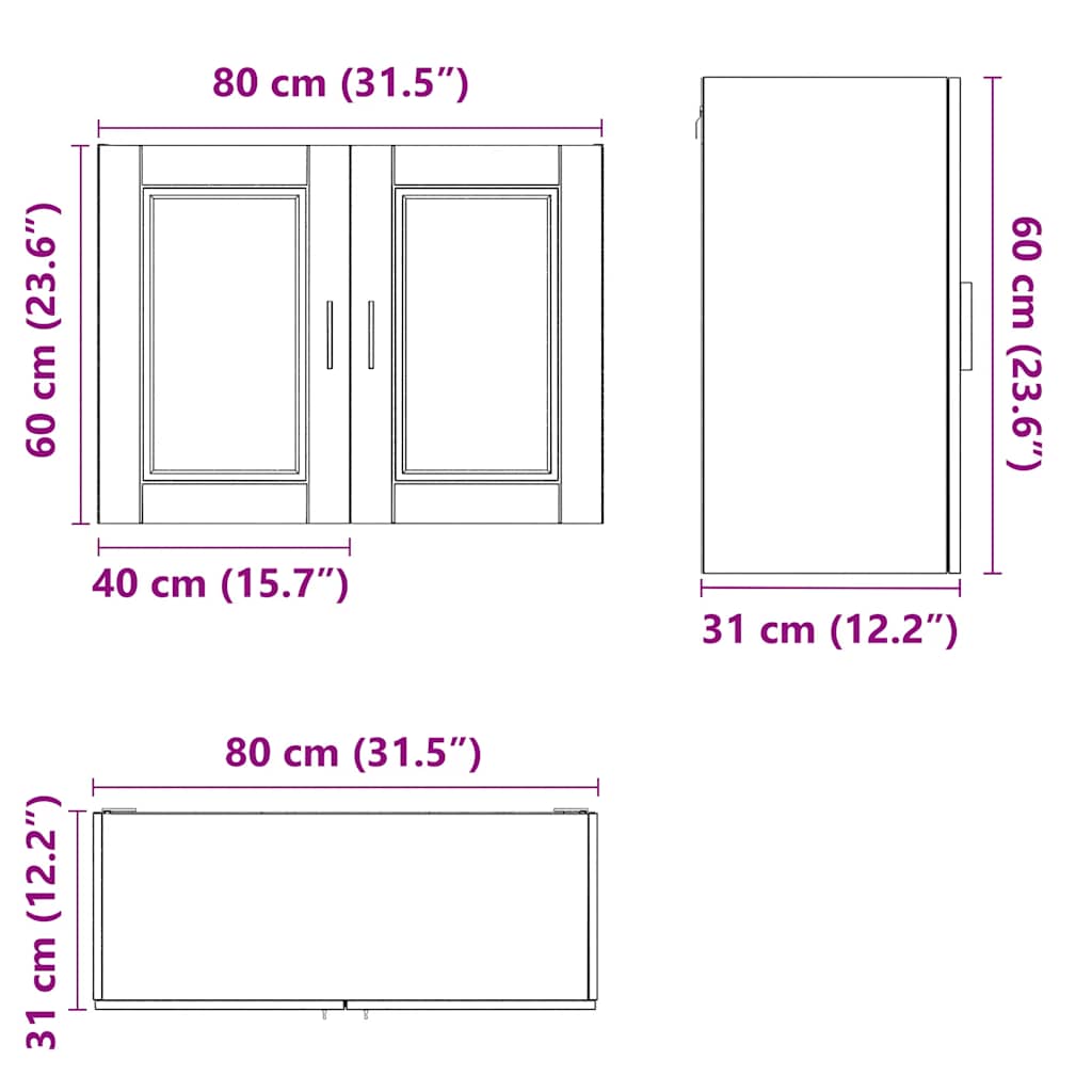 Armoire murale de cuisine Porto blanc brillant bois ingénierie