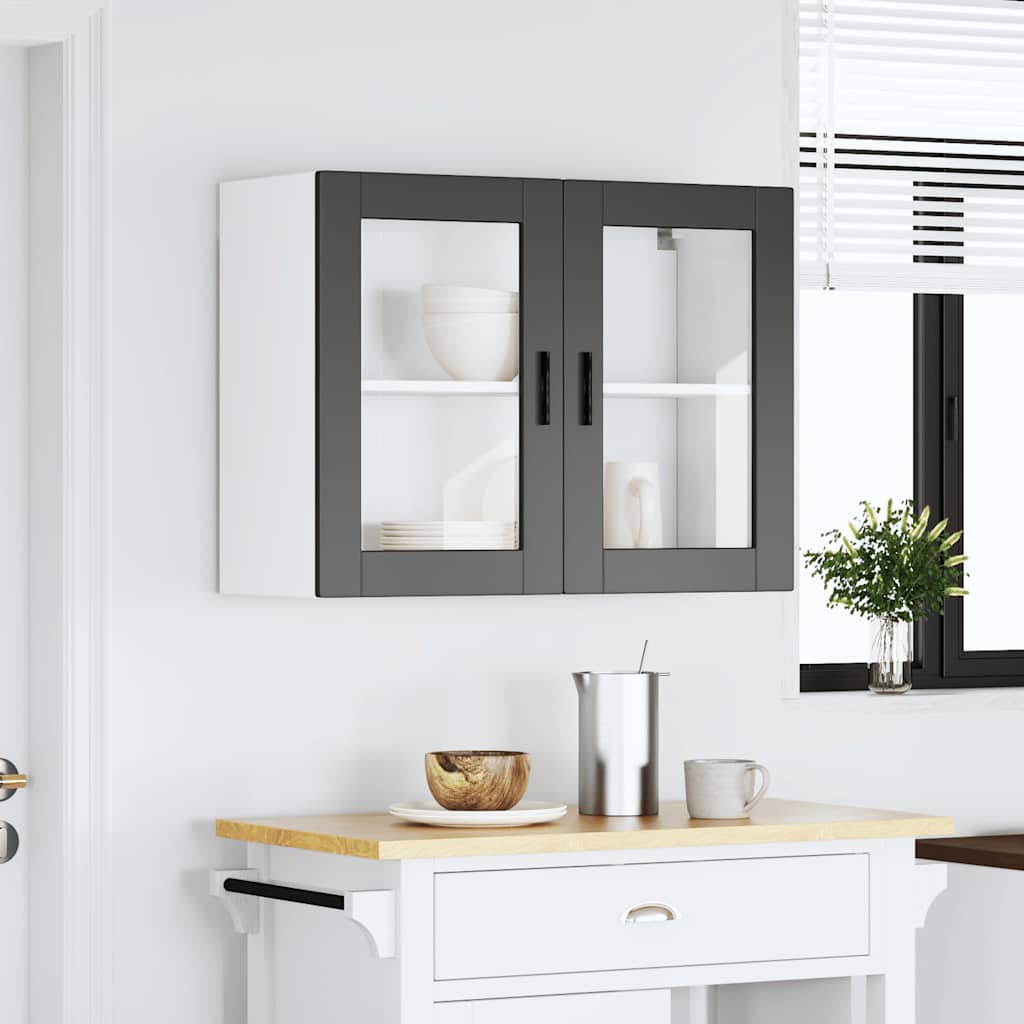 Armoire murale de cuisine avec porte en verre Porto noir